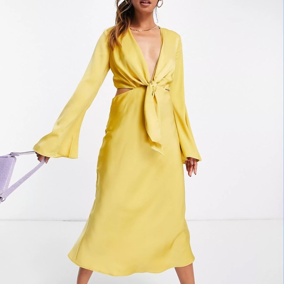 Yellow ASOS Midi Dress - Picture 3 of 4